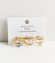 New Look 6 Pack Gold Diamante Mixed Stacking Rings